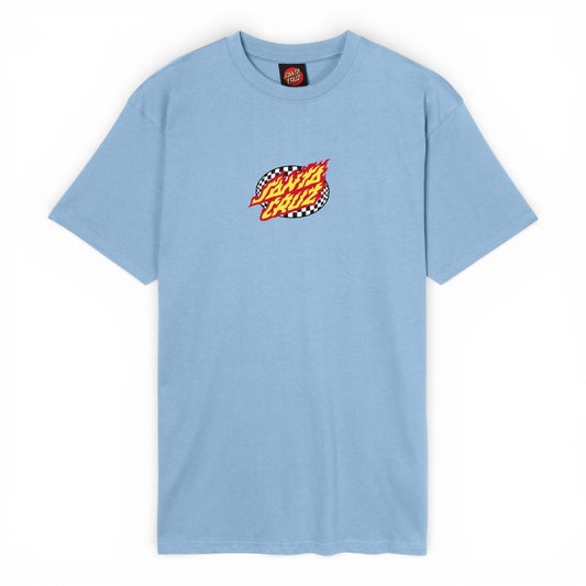 SANTA CRUZ OVAL CHECK FLAME FRONT T-SHIRT