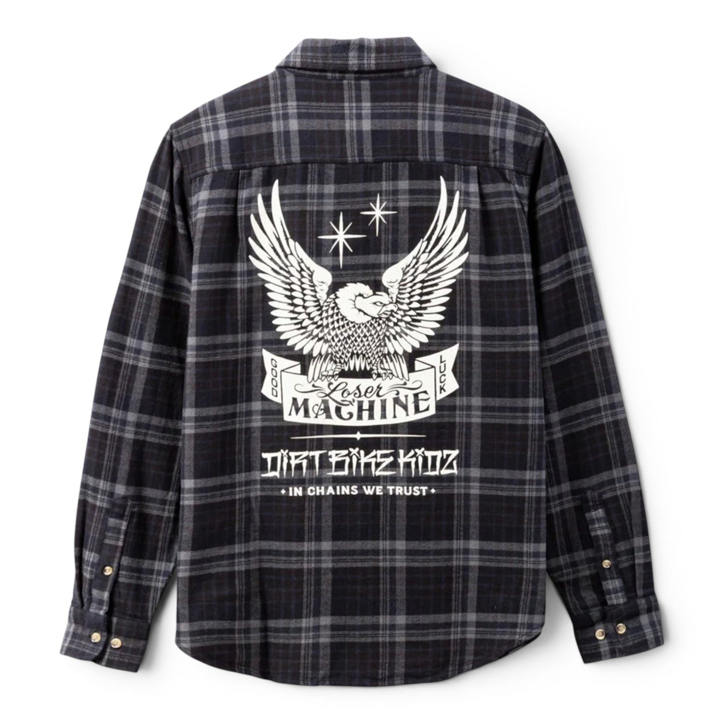 LOSER MACHINE STEP UP FLANNEL SHIRT BLACK