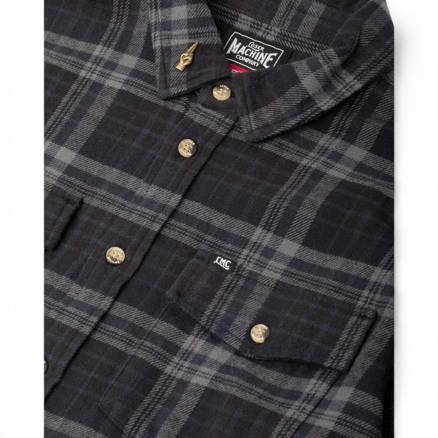 LOSER MACHINE STEP UP FLANNEL SHIRT BLACK