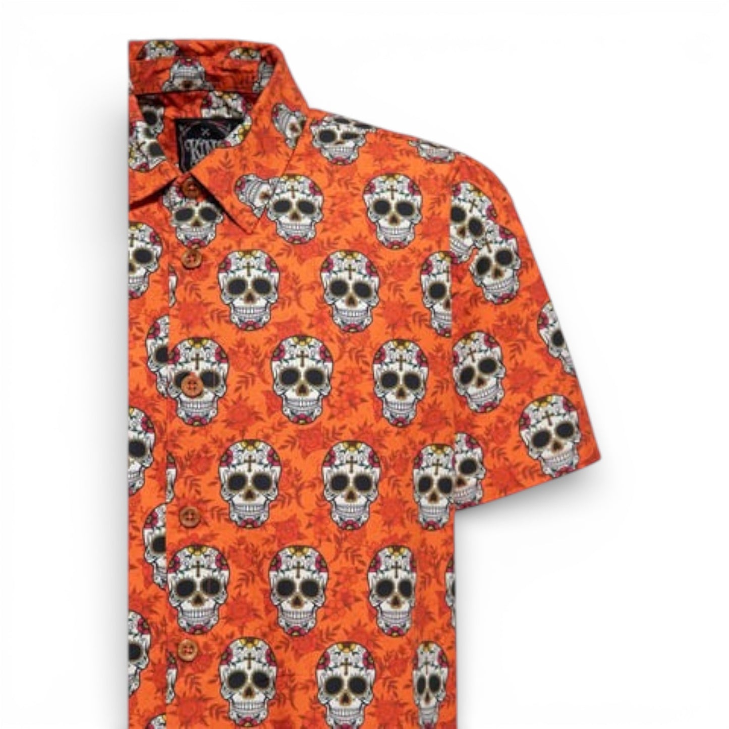 KING KEROSIN VINTAGE SKULL & FLOWERS T-SHIRT CINNAMON