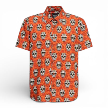 KING KEROSIN VINTAGE SKULL & FLOWERS T-SHIRT CINNAMON