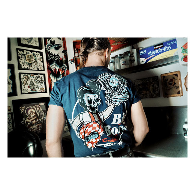 DOWN-N-OUT BIG BORE T-SHIRT NAVY BLUE