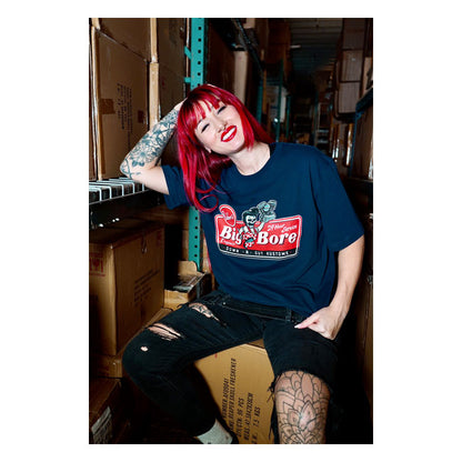 DOWN-N-OUT BIG BORE T-SHIRT NAVY BLUE